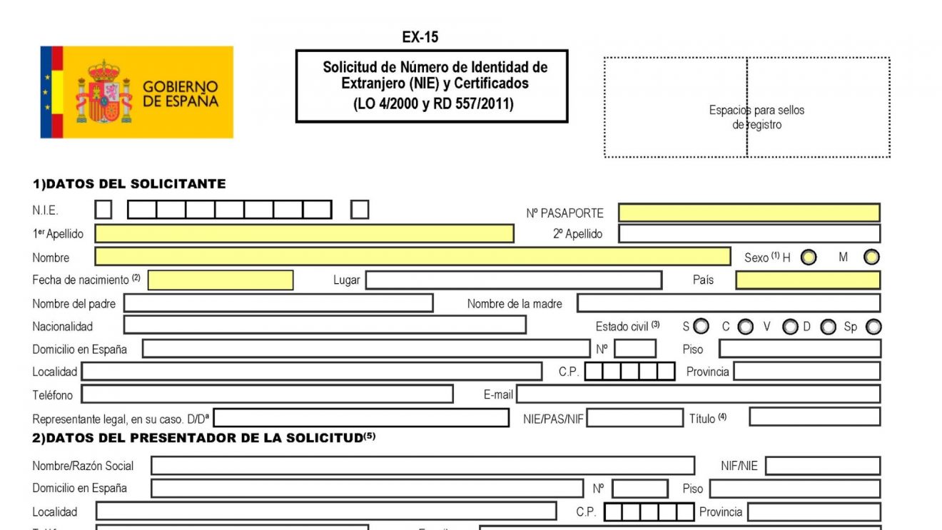 Comment remplir le formulaire du NIE (EX 15) ExpatValencia